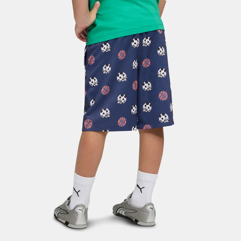 بوما Kids' Sporty Cats Patterned Shorts
